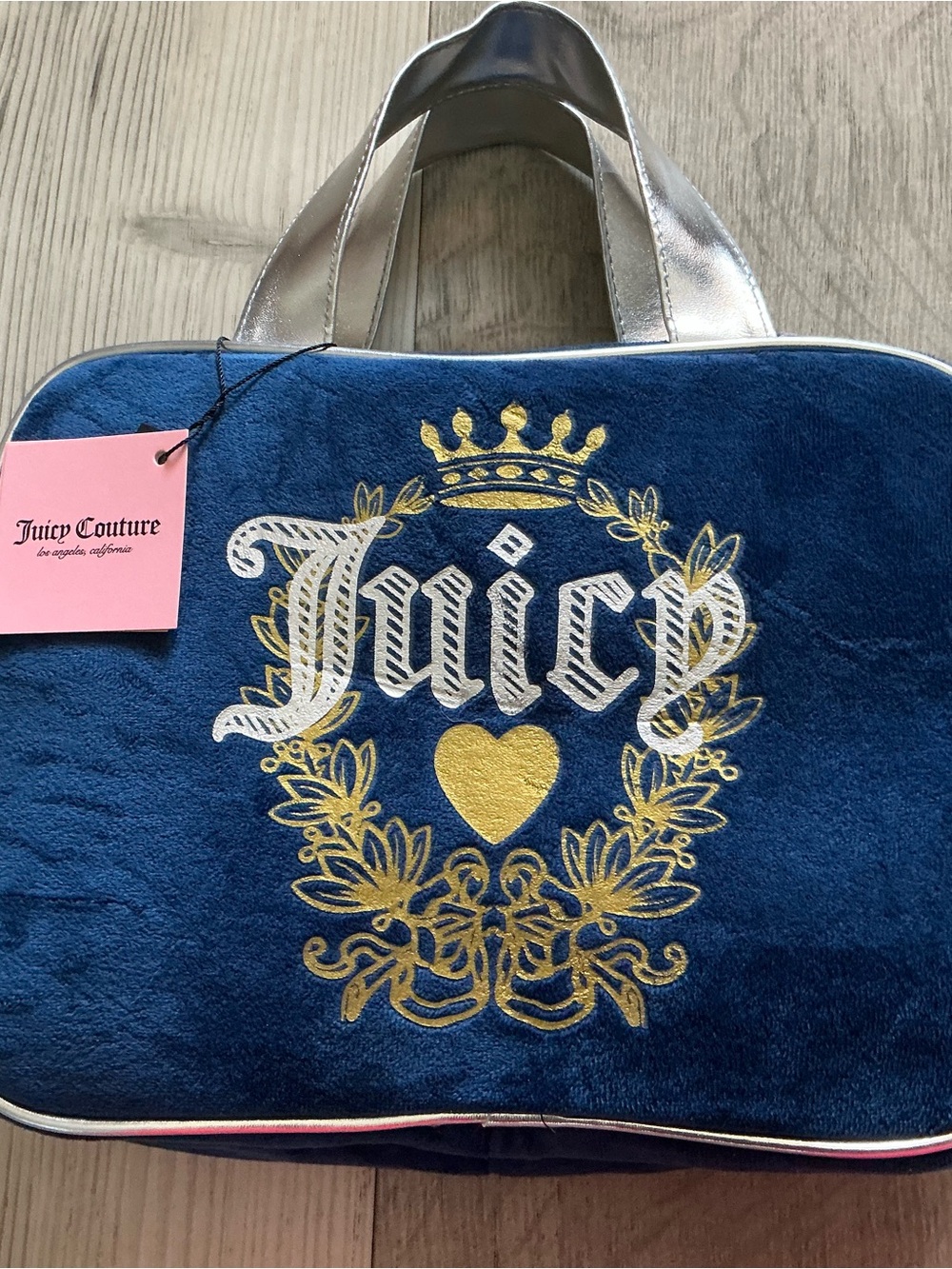 Y2K juicy couture blue velvet cosmetic toiletries makeup travel bag